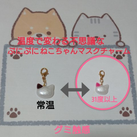 温度で変わるぷにぷにねこちゃん(黒→ピンク)マスクチャーム