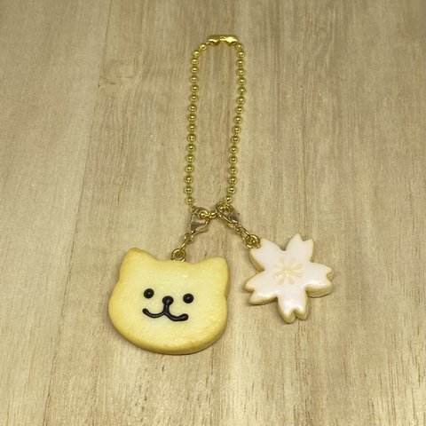 ねこのアイシングクッキー風 チャームキーホルダー