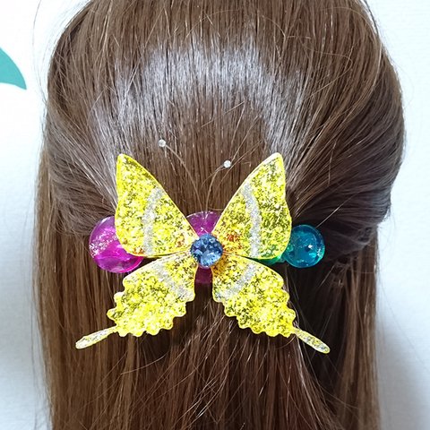 蝶の髪飾り(黄色)
