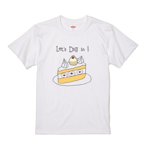 文鳥Tシャツ  「 ブンチョショートケーキ」クリーム【受注生産】