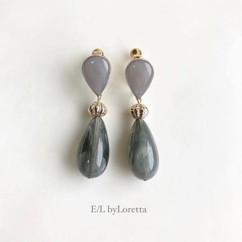 Color shizuku × marble drop pierce/earring(Beige) [cc]