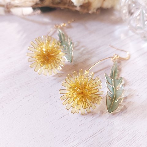 .* ⚘ popo .* ⚘ (グリーン・ゴールド)  ピアス/イヤリング