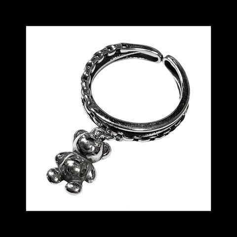 再販 silver925【bearcharm_slash RING】くま 熊 シルバー 個性的 量産型 パンク ロック メンズ ユニセックス  ゴシック 病みかわいい ヴィンテージ  アンティーク 