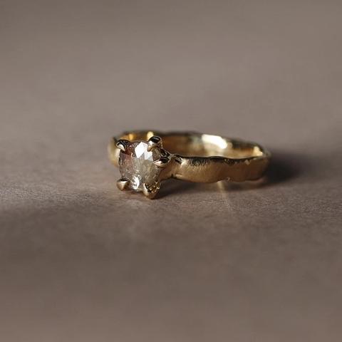 〈一点物〉K18◇diamond ring ローズカットナチュラルダイヤモンドリング0.4ct eh〈one off_22〉