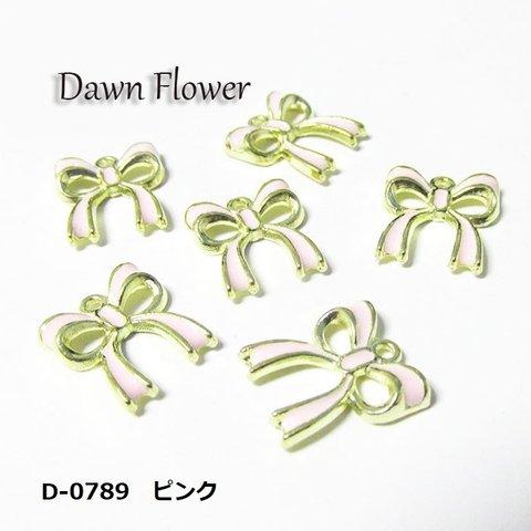 【D-0789】9pcs　りぼん　15mm　ピンク　チャーム　ハンドメイドパーツ