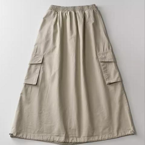純綿 ハーフスカート やせて見える 純色のハーフスカート