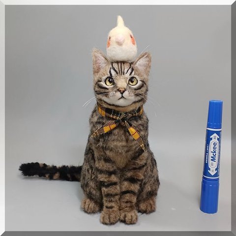 羊毛フェルト　猫　キジトラ猫さん　ねこ　ネコ　猫フィギュア