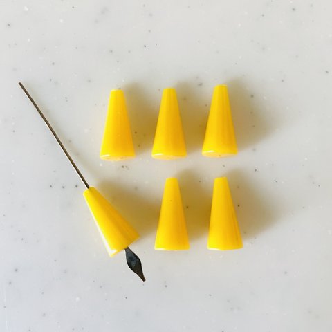 Vintage Yellow Cone Drop Beads