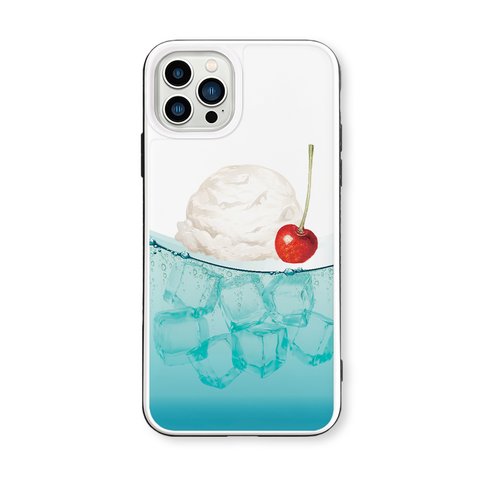 クリームソーダ　iPhoneケース　強化ガラスケース