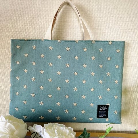 【 送料無料 】刺繍のスターがカッコいい レッスンバッグ