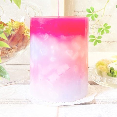 Φ7.8cm×H10cm ペタルキャンドル (フランボワーズ) № 000705 /Gradation Candle