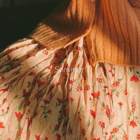 ピンクプリーツシフォンスカート~Aラインスカート*オールシーズン着用可能/花柄のドレス