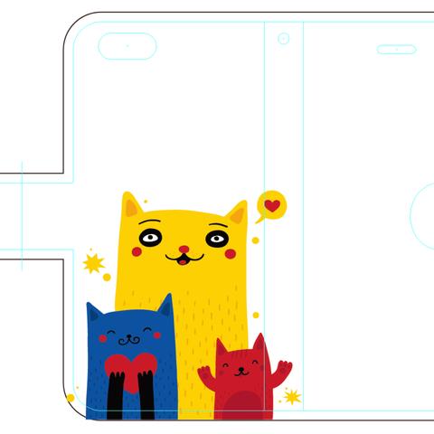 【新作特価】新品送料無料 iPhoneケース 手帳型 家族ネコ 白 猫 ねこ ネコ CAT キャット neko