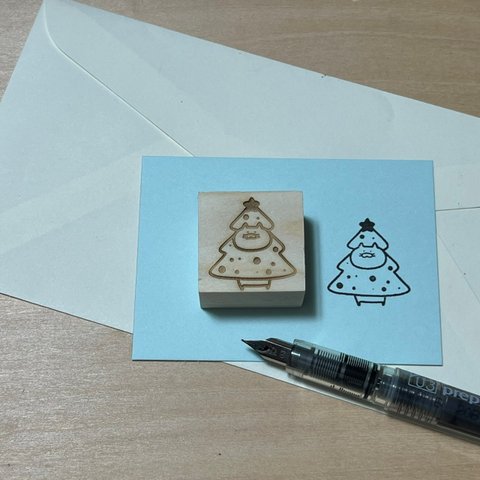 手作りスタンプ　クリスマスツリー（ねこ）