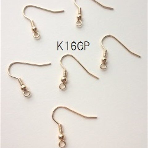 【5ﾍﾟｱ10個入】　K16GP　フィッシュフックピアス