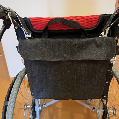 車椅子用◇介護用品 ◇トートバッグ◇後部◇デニム◇黒