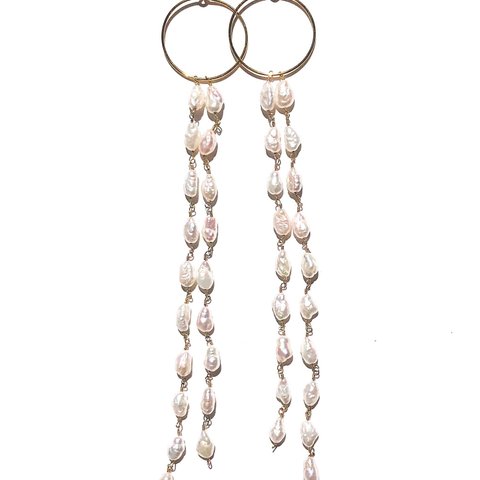 K14GF Pearl  Long Pierced Earrings