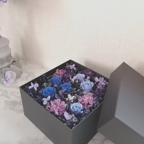 フラワーBOX ～Blue ×Purple～プリザーブドフラワ～