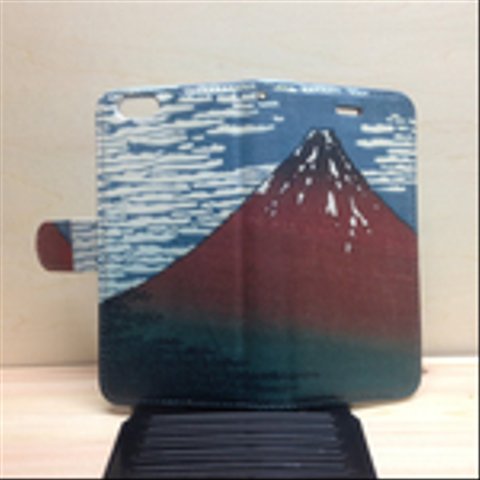 新品送料無料　スマートフォン用手帳型マルチケース　浮世絵　富士山