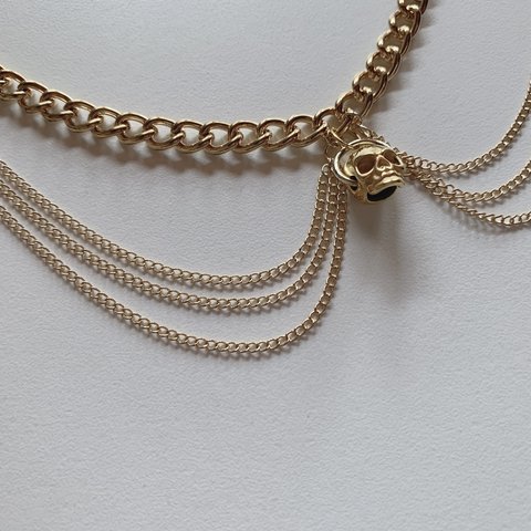 gold-Skeleton. rib//肋骨 chain necklace.