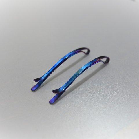 2個セット・チタン製ヘアピン・ディープブルー・Titanium hairpin・受注生産