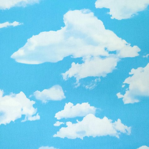 オックス生地【50×110cm】 青い空 青空 雲 晴れ 外 風景 背景 模様替え 生地 布 ブルー 水色