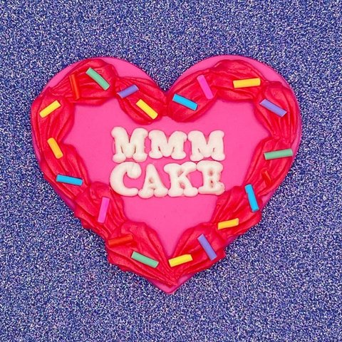 "mmmcake"ハートクッキー Pink&Red　ヘアクリップ　ブローチ