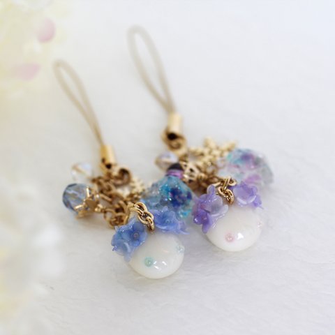 紫陽花雪うさぎ　ストラップ＆シールセット