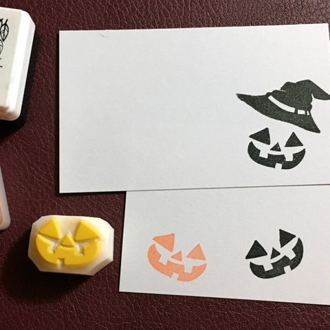 どこでもハロウィンオバケ顔の消しゴムはんこ（持ち手つき）