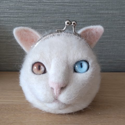 ★オーダー品★羊毛フェルト 猫 がま口 財布