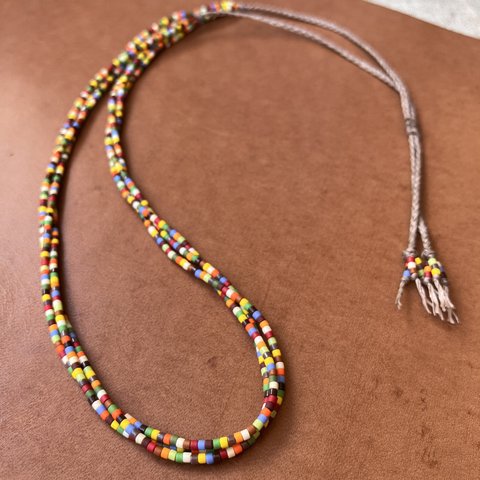 Waxcord x Beads Triple Necklace/Autumn Multicolor