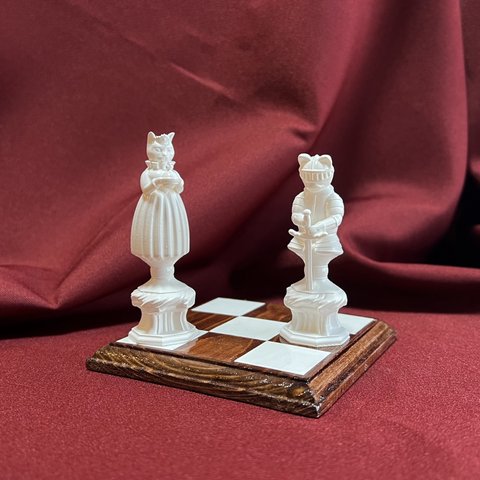 【キャットチェス】 ホワイト クイーン&ナイト