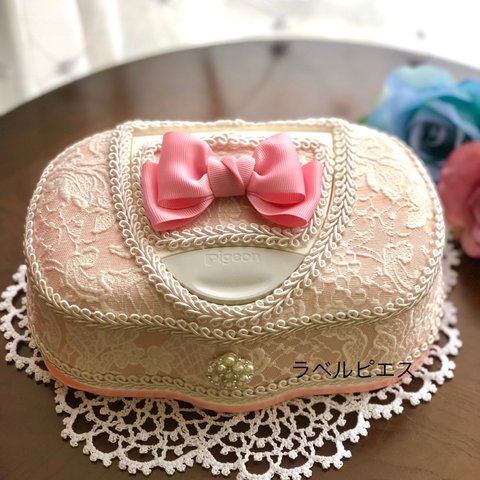 おしりふきケース リボン 　ピンク　ワイプケース　ラベルピエス  赤ちゃん　お祝い　プレゼント　ピンクシリーズ