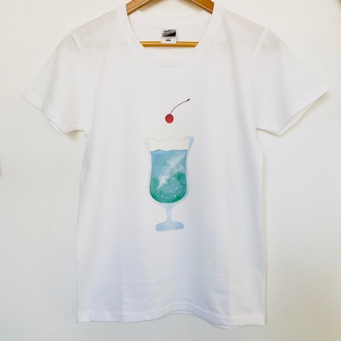 水彩画プリントクリームソーダ　Tシャツ