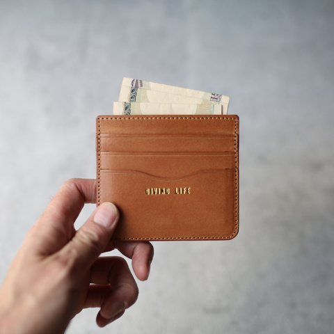 超薄型 コンパクト財布 "slice" キャメル