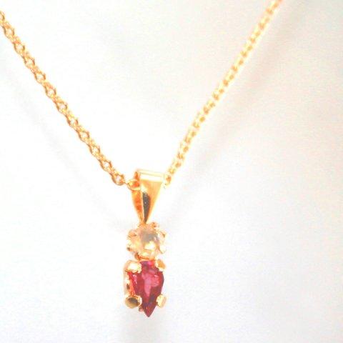 k10 + k18gp Opal & Rubellite Necklace