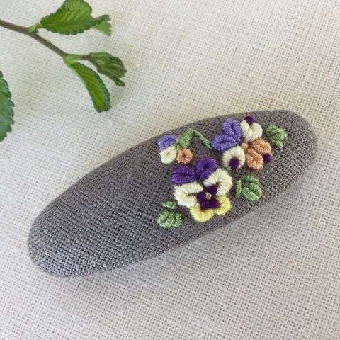 刺繍バレッタSS ビオラ