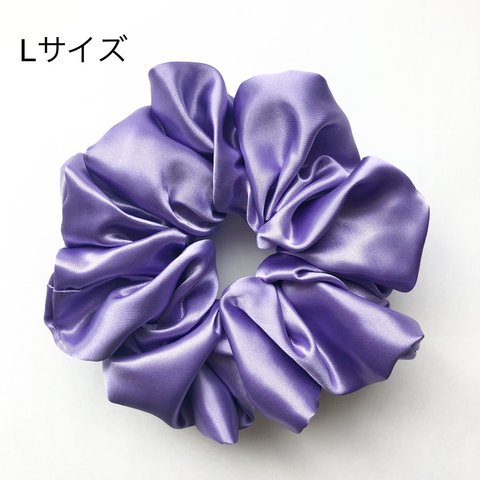 【 Lサイズ＊薄紫】シュシュ ハンドメイド scrunchie サテン