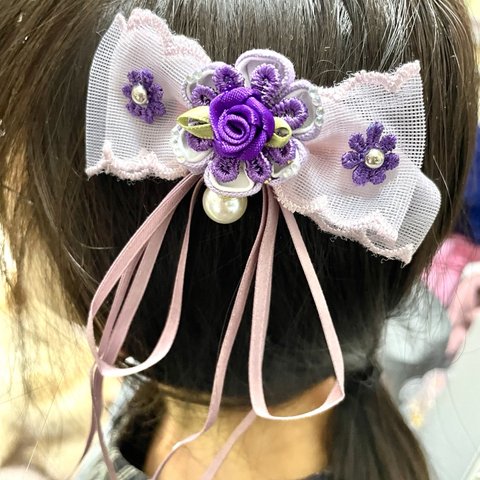 つまみ細工のリボンヘアピン☆値下げしました☆