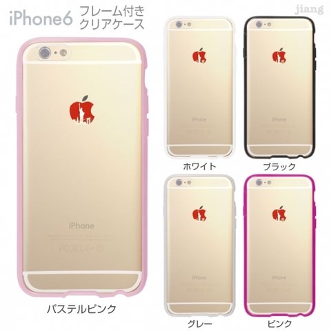 iPhone6s/6 フレーム付バンパー ハードクリアケース ［アップルマークに自由の女神］◎品番：01-ip6-ｆ0219