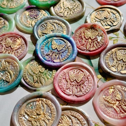 蝶のドリームキャッチャー　封蝋/シーリングスタンプsealing wax「5/10枚1セット」手紙/招待状/年賀状/贈り物/手帳デコ