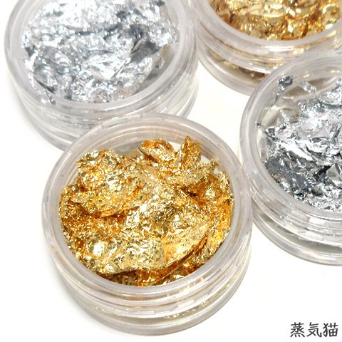 金箔・銀箔調ホイルパーツ 4個【金箔 ネイルレジン】