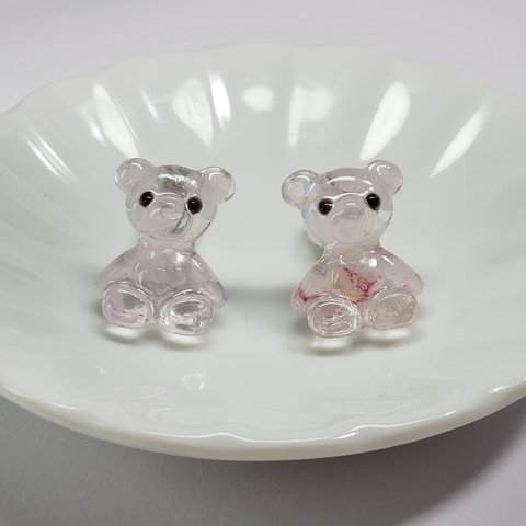 Gemstone bear ～ローズクォーツ～ クリップ式イヤリング