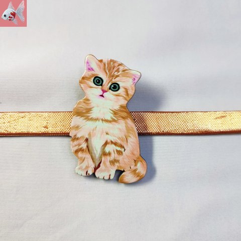 ◆絵の猫の帯留め飾り①