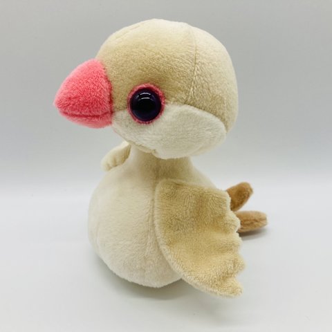 【受注製作only】 文鳥 きせかえ ぬいぐるみ ・ 中雛 シナモン文鳥 (リアル寄りおめめ紫）*  20230901