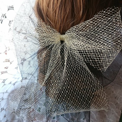 チュールリボン 髪飾り ヘッドパーツ  結婚式  リボン