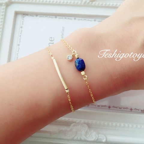 【9月.12月誕生石♡】lapis lazuli ×crystal bracelet