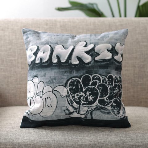 クッションカバー Banksy バンクシー GRAFFITI ART jubileecushionba056