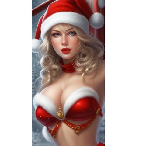 スマホ壁紙　待ち受け画面　クリスマス　女性サンタクロースのイラスト