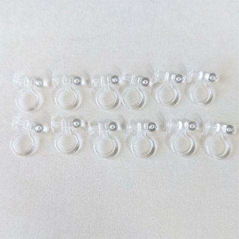 12個入（6組分） 　約5mm　平皿　貼付けタイプ　プラスチック製ノンホールピアス　　【No.016】